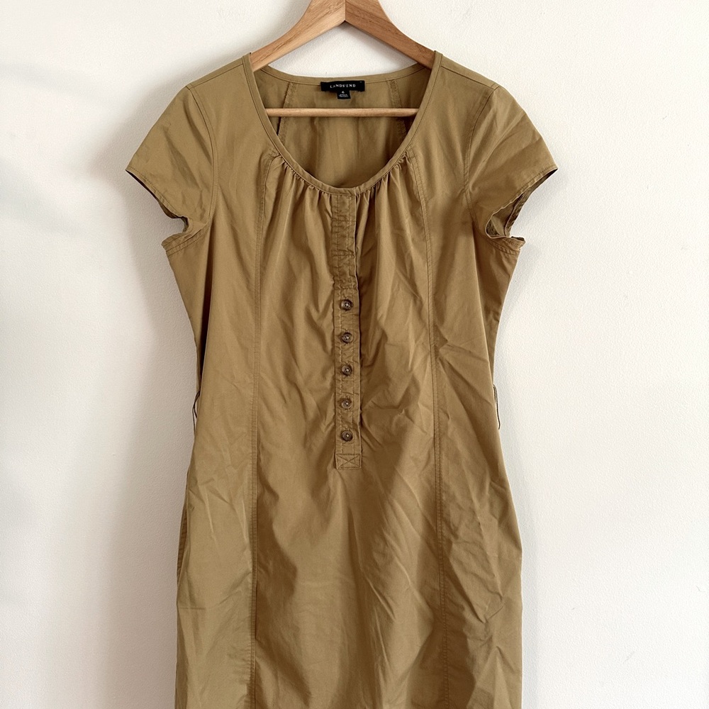Tan Lands’ End Above the Knee Dress  | Size: 6 | Vintage Khaki Summer Dress